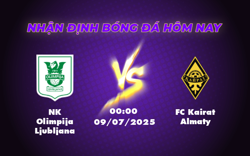 Nhận định soi kèo NK Olimpija Ljubljana vs FC Kairat Almaty Cuộc đối đầu tiềm ẩn bất ngờ 1 nk olimpija ljubljana fc kairat almaty 09 07 c1